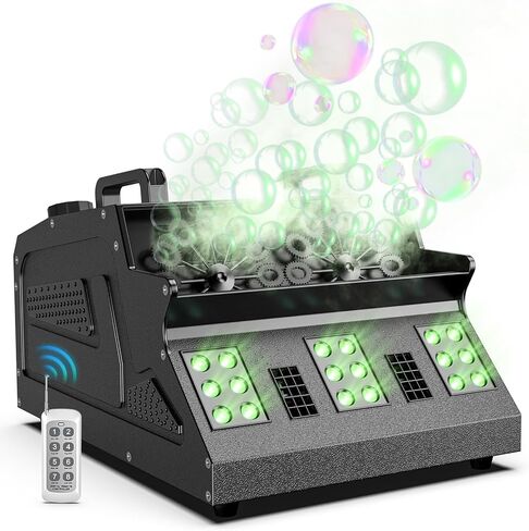 2000W Fog Machine, 3 in 1 Fog Bubble Machine with 2 Bubble Fans, 18 RGB LED Lights Smoke Bubble ALL IN ONE Fog Machine, Bubble Machine for Halloween Party Wedding Birthday in Saudi Arabia