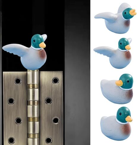 Cute Mini Creative Green Headed Duckling, Mandarin Duck Hinge Heads Decorative Topper Set 4PCS, Home Decoration,Magnetic Hinge Head Toppers Door Hinge in Saudi Arabia