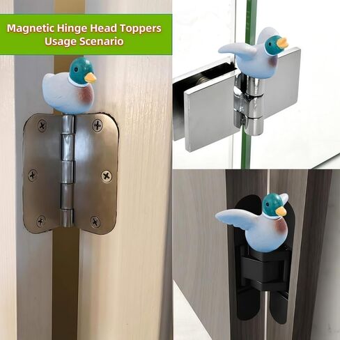 Cute Mini Creative Green Headed Duckling, Mandarin Duck Hinge Heads Decorative Topper Set 4PCS, Home Decoration,Magnetic Hinge Head Toppers Door Hinge in Saudi Arabia