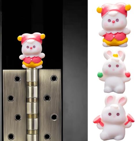 Cute Mini Creative Circus Bunny，Clown Bunny Hinge Heads Decorative Topper Set 3PCS, Home Decoration,Magnetic Hinge Head Toppers Door Hinge in Saudi Arabia