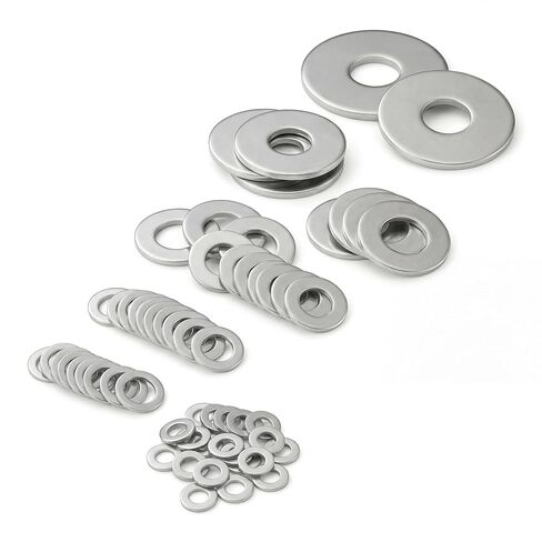 غسالات مسطحة من الفولاذ المقاوم للصدأ للبراغي، وغسالات مسطحة، وغسالات للبراغي - تشكيلة غسالات معدنية A2-304 V2A للبراغي والصواميل (549 قطعة، M3 M4 M5 M6 M8 M10 M12) in Kuwait