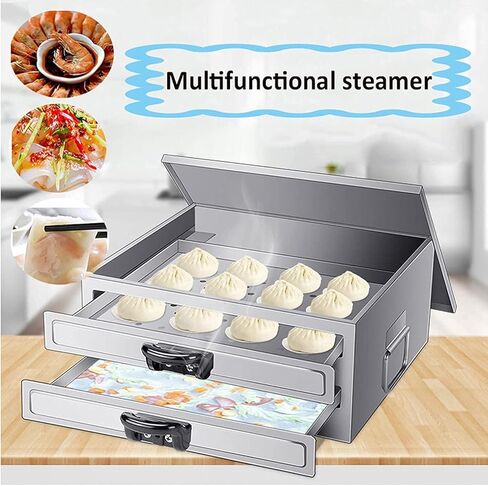 Stainless Steel Steamer with Removable Lid & Anti-Scald Handle - Perfect for Home & Restaurant Cooking, Durable Kitchen Essential for Healthy Meal Preparation in Saudi Arabia
