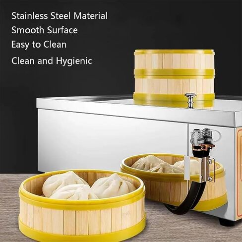 ERICAT Four-Hole Steamed Bun Machine, Dim Sum Electric Steamer with Dry Boiling/Water Shortage Alarm, 30-110℃ Adjustment & Efficient Steaming, Durable & Rust-Resistant, for Snack Breakfast Shops in Kuwait