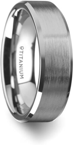 Mens Titanium Center Center Center Flated Wedding Ring - Fited Bleveled Comfor in Saudi Arabia