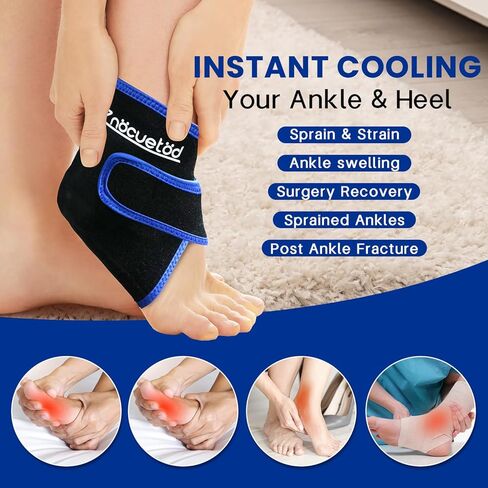 Ankle Ice Pack Wrap Reusable Gel Cold Compression for Foot Discomfort Ice Wrap for Feet Swelling and Recovery Plantar Fasciitis Achilles Tendonitis Sprained Ankles Heel Spur Relief in Kuwait