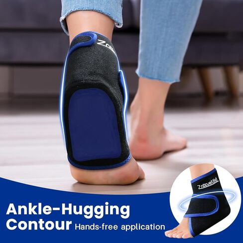 Ankle Ice Pack Wrap Reusable Gel Cold Compression for Foot Discomfort Ice Wrap for Feet Swelling and Recovery Plantar Fasciitis Achilles Tendonitis Sprained Ankles Heel Spur Relief in Kuwait