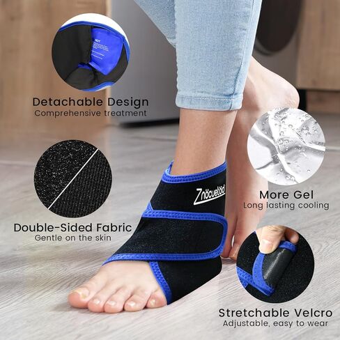 Ankle Ice Pack Wrap Reusable Gel Cold Compression for Foot Discomfort Ice Wrap for Feet Swelling and Recovery Plantar Fasciitis Achilles Tendonitis Sprained Ankles Heel Spur Relief in Kuwait