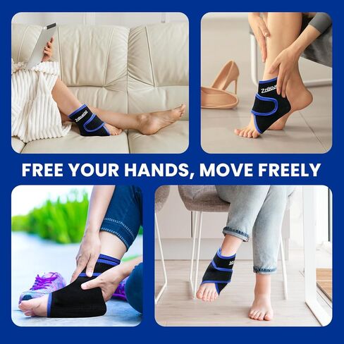 Ankle Ice Pack Wrap Reusable Gel Cold Compression for Foot Discomfort Ice Wrap for Feet Swelling and Recovery Plantar Fasciitis Achilles Tendonitis Sprained Ankles Heel Spur Relief in Kuwait