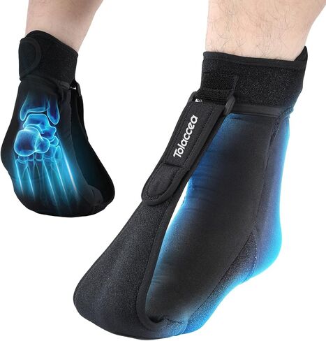 Tolaccea Plantar Fasciitis Night Splint Ice Pack Sock with Full Foot Ice Gel & Enhanced Cooling Arch Gel Pack, Adjustable Foot Splint for Women & Men for Foot Drop & Heel Pain in Kuwait
