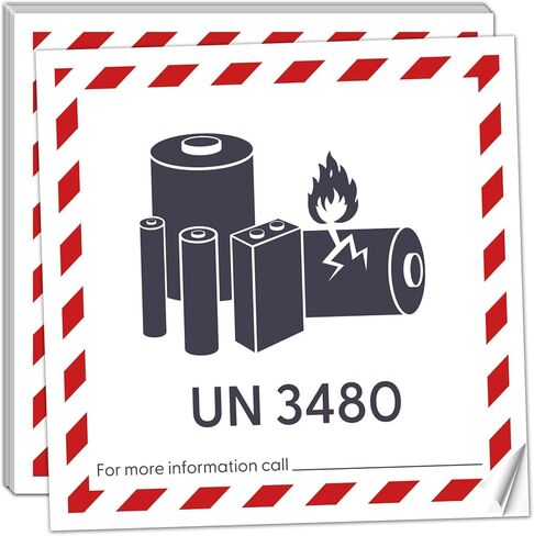 UN3480 Lithium Ion Battery Labels, 4.7x4.7 Inch Writable Shipping Labels for Transport & Compliance, 100-Pack in Kuwait