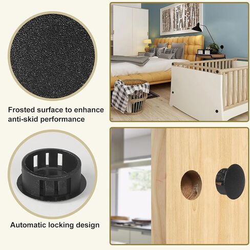 10pcs Plastic Hole Plugs, Snap in Locking Hole Tube Circular Locking Fastener Cover, Insert End Caps for Furniture Fencing Post Pipe - 25mm, Black in Kuwait