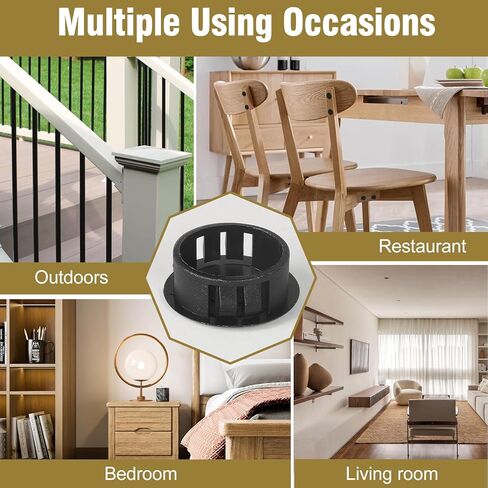 10pcs Plastic Hole Plugs, Snap in Locking Hole Tube Circular Locking Fastener Cover, Insert End Caps for Furniture Fencing Post Pipe - 25mm, Black in Kuwait