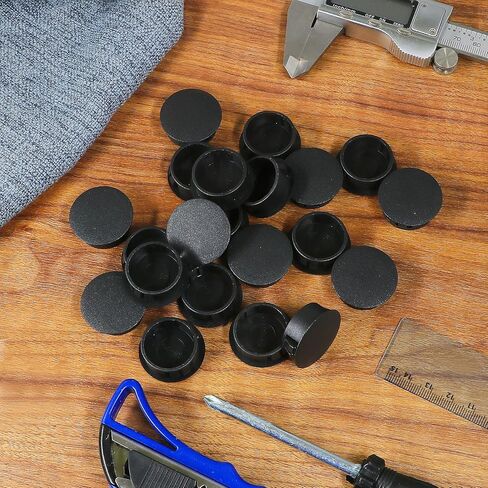 10pcs Plastic Hole Plugs, Snap in Locking Hole Tube Circular Locking Fastener Cover, Insert End Caps for Furniture Fencing Post Pipe - 25mm, Black in Kuwait