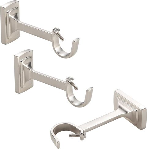 3 Pieces Heavy Duty Adjustable Curtain Rod Brackets, Hardware Curtain Rod Holders, Brushed Nickel Curtain Rod Hooks for Wall in Saudi Arabia