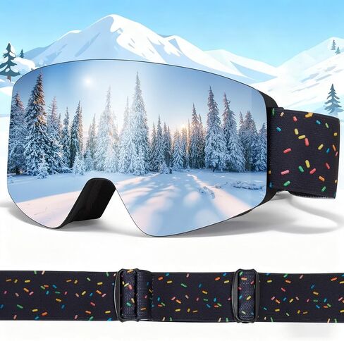 Kids Ski Goggles, Magnetic Child Snowboard Goggles OTG Snow Sports Goggle for Boys Girls UV400 Anti Fog in Kuwait