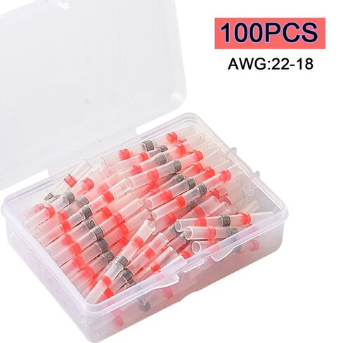 100 قطعة من موصلات الأسلاك ذات اللحام الأحمر AWG22-18، موصلات بعقب اللحام المنكمشة بالحرارة من الدرجة البحرية، وصلات أطراف الأسلاك الكهربائية المعزولة المقاومة للماء من الدرجة البحرية in Kuwait