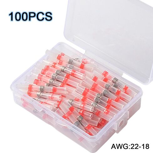 100 قطعة من موصلات الأسلاك ذات اللحام الأحمر AWG22-18، موصلات بعقب اللحام المنكمشة بالحرارة من الدرجة البحرية، وصلات أطراف الأسلاك الكهربائية المعزولة المقاومة للماء من الدرجة البحرية in Kuwait