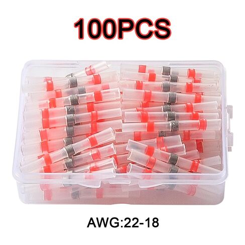 100 قطعة من موصلات الأسلاك ذات اللحام الأحمر AWG22-18، موصلات بعقب اللحام المنكمشة بالحرارة من الدرجة البحرية، وصلات أطراف الأسلاك الكهربائية المعزولة المقاومة للماء من الدرجة البحرية in Kuwait