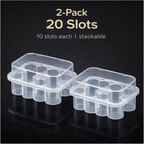 FREEMOON 2-Pack Peptide Case for Fridge, 3 mL Vial Holder for Refrigerator, 10-Slot Insulin & Peptide Holder Each, 20 Slots Total, Semi-Transparent Vial Storage Case for Diabetic Care in Saudi Arabia