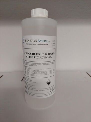 Muriatic Acid (Hydrochloric Acid) 35% High Purity, 4X Concentrate, for Cleaning, Pool pH Control, Metal Cleaning, Made in USA (16 fl oz) in Kuwait