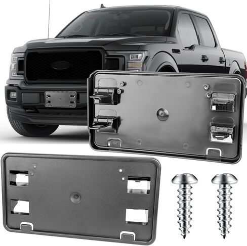 ملحقات دعامة لوحة الترخيص لسيارة Ford F250 F350 F450 F550 Super Duty 2008 2009 2010، إطار بديل لحامل لوحة الترخيص للمصد الأمامي باللون الأسود in Kuwait