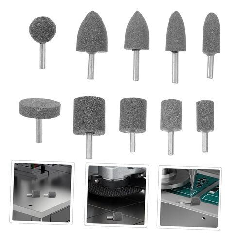 Zerodeko 10pcs Brown Corundum Abrasive Grinding Heads Set for Rotary Tools Polishing Bits Cylindrical and Conical Shapes for Metalworking and DIY Tasks in Saudi Arabia