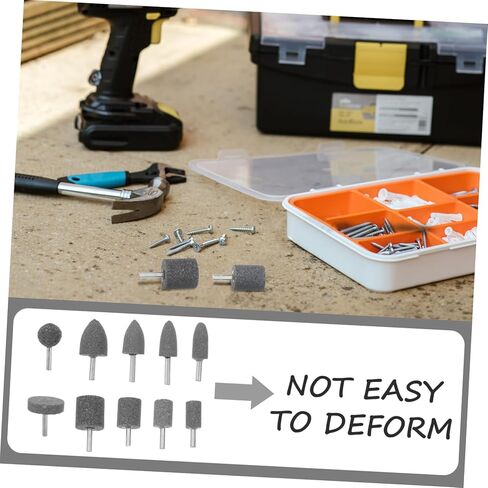 Zerodeko 10pcs Brown Corundum Abrasive Grinding Heads Set for Rotary Tools Polishing Bits Cylindrical and Conical Shapes for Metalworking and DIY Tasks in Saudi Arabia