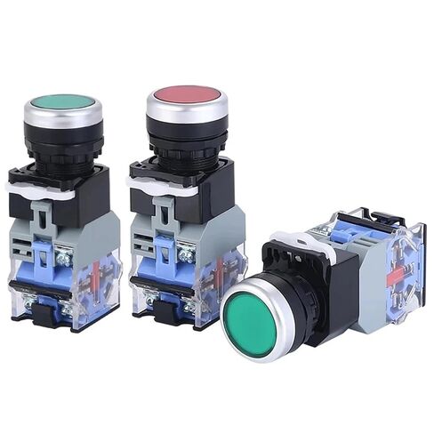 1pc Push Button Switch, 22mm LA38-11D/11DS with Light on/Off Momentary/Latching 220V 24V LED Indicators(Black,Reset,380V) in Kuwait