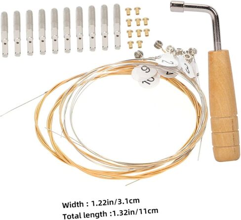 Garneck 1 Set Durable Lyre String Replacement Strings Nails Tuning Wrench for Precise Tuning and Enhanced Resonance for Music Instrument Enthusiasts in Saudi Arabia