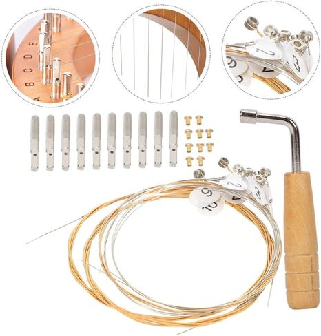 Garneck 1 Set Durable Lyre String Replacement Strings Nails Tuning Wrench for Precise Tuning and Enhanced Resonance for Music Instrument Enthusiasts in Saudi Arabia