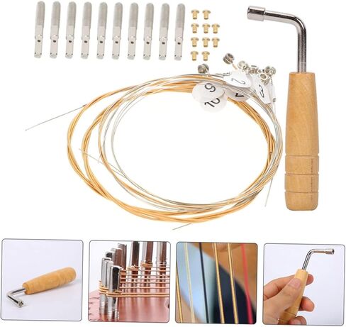 Garneck 1 Set Durable Lyre String Replacement Strings Nails Tuning Wrench for Precise Tuning and Enhanced Resonance for Music Instrument Enthusiasts in Saudi Arabia