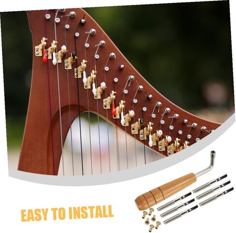 Totority 1 Set Lyre Harp Pegs Durable Replacement Tuning Pegs with Nails Wrench Professional Accessories for Lyre Harp Players Smooth Finish for Easy Tuning Elegant Design in Saudi Arabia