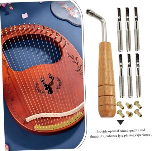 Totority 1 Set Lyre Harp Pegs Durable Replacement Tuning Pegs with Nails Wrench Professional Accessories for Lyre Harp Players Smooth Finish for Easy Tuning Elegant Design in Saudi Arabia