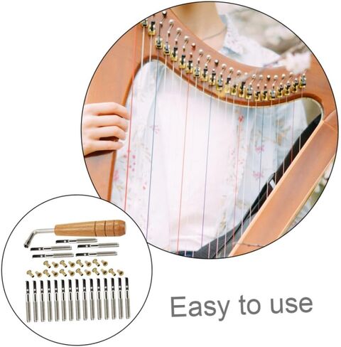 Totority 1 Set Lyre Harp Pegs Durable Replacement Tuning Pegs with Nails Wrench Professional Accessories for Lyre Harp Players Smooth Finish for Easy Tuning Elegant Design in Saudi Arabia