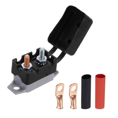 MECCANIXITY DC 50V AC 125/250V 25A Circuit Breaker, Auto Reset Stud Bolt Type Circuit Breaker with Cover Screws Wire Clamps and 3:1 Heat Shrink Tubing for Automotive (Black, Gray) in Saudi Arabia