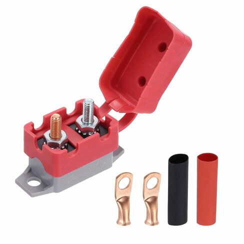 MECCANIXITY DC 50V AC 125/250V 5A Circuit Breaker, Auto Reset Stud Bolt Type Circuit Breaker with Cover Screws Wire Clamps and 3:1 Heat Shrink Tubing for Automotive (Red, Gray) in Saudi Arabia