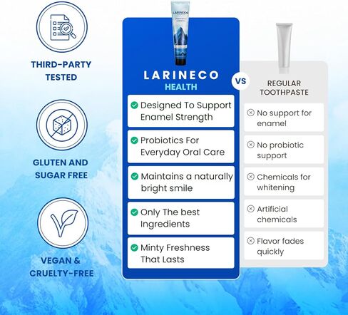 معجون أسنان لارينيكو نانو هيدروكسيباتيت - معجون أسنان خالي من الكبريتات - العناية بالمينا، تبييض لطيف، الأسنان الحساسة - 4 أونصة in Kuwait