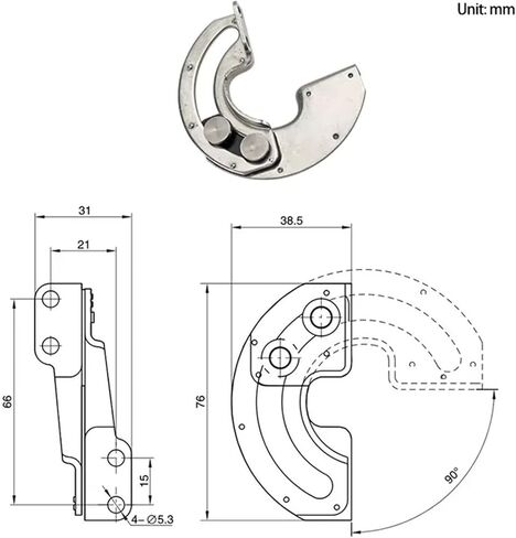 304 Stainless Steel Hidden Fan-Shaped Hinges 90-Degree Limit Stop Industrial Electrical Equipment 1Pcs in Saudi Arabia