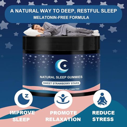 ZAYMAN Melatonin Free Sleep Gummies, Natural Sleep Aid Gummies with L-Theanine, Magnesium Glycinate, Valerian Root, Passionflower - Sugar Free, Strawberry Flavor, Vegan, 60 Count in Saudi Arabia
