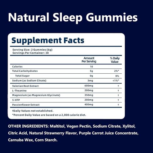 ZAYMAN Melatonin Free Sleep Gummies, Natural Sleep Aid Gummies with L-Theanine, Magnesium Glycinate, Valerian Root, Passionflower - Sugar Free, Strawberry Flavor, Vegan, 60 Count in Saudi Arabia
