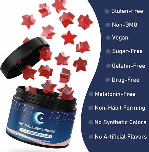 ZAYMAN Melatonin Free Sleep Gummies, Natural Sleep Aid Gummies with L-Theanine, Magnesium Glycinate, Valerian Root, Passionflower - Sugar Free, Strawberry Flavor, Vegan, 60 Count in Saudi Arabia