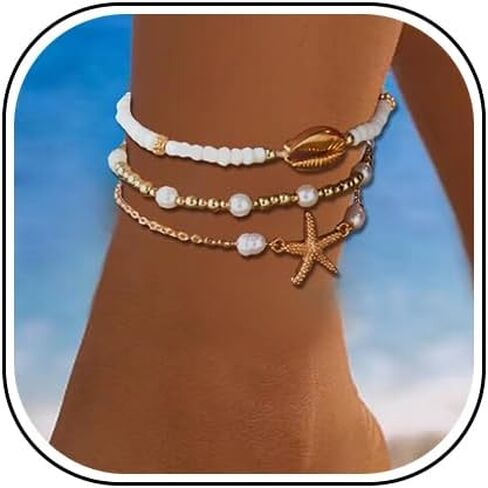 أساور الصدف في الكاحل للنساء في Anclet Beach for Women Foot Foot Jewelry Starfish Anclet Anklets Anklets in Saudi Arabia