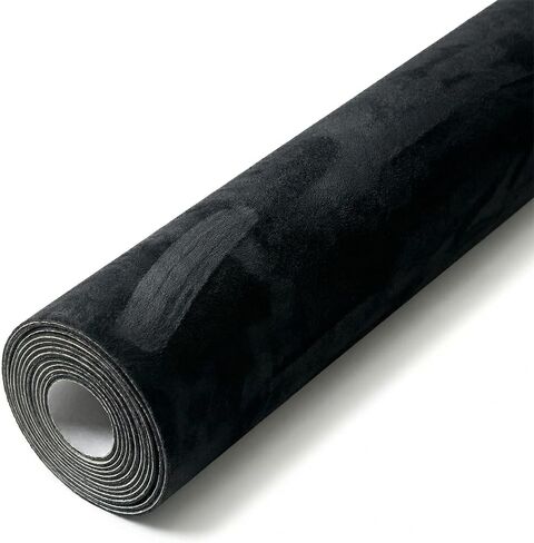 Autoluxe Premium Suede Wrap -Black 40x59 Inch Self -Admive -Admive Fabrics للسيارة الداخلية ، ودافع فينيل الاصطناعية ، وزينة القطع in Kuwait