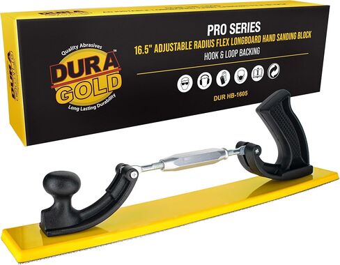 كتلة صنفرة يدوية من سلسلة Dura-Gold Pro مقاس 16.5 بوصة قابلة للتعديل نصف قطرها مرن طويل - ورق صنفرة خلفي بخطاف وحلقة - أداة صنفرة ذات شكل مقعر أو محدب - تحقيق خطوط مثالية على طلاء Auto Body Shop، الخشب in Kuwait