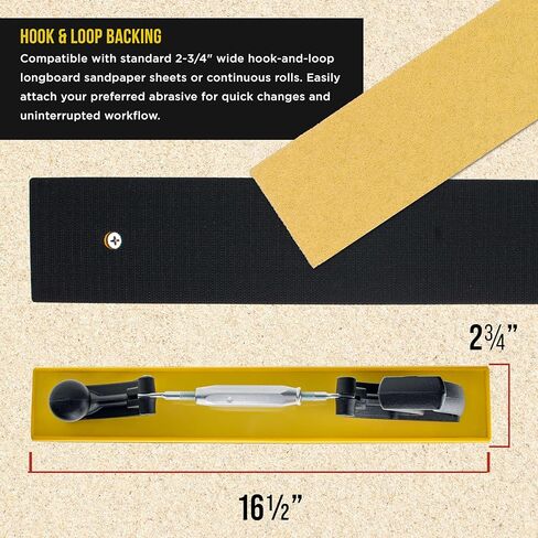 كتلة صنفرة يدوية من سلسلة Dura-Gold Pro مقاس 16.5 بوصة قابلة للتعديل نصف قطرها مرن طويل - ورق صنفرة خلفي بخطاف وحلقة - أداة صنفرة ذات شكل مقعر أو محدب - تحقيق خطوط مثالية على طلاء Auto Body Shop، الخشب in Kuwait