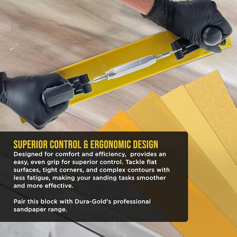 كتلة صنفرة يدوية من سلسلة Dura-Gold Pro مقاس 16.5 بوصة قابلة للتعديل نصف قطرها مرن طويل - ورق صنفرة خلفي بخطاف وحلقة - أداة صنفرة ذات شكل مقعر أو محدب - تحقيق خطوط مثالية على طلاء Auto Body Shop، الخشب in Kuwait