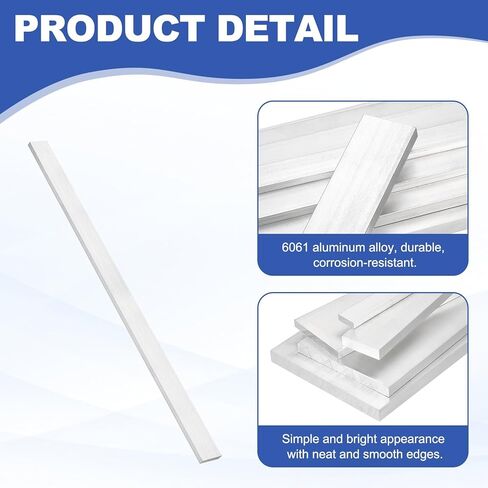 uxcell Square Aluminum Flat Bar, 0.24" Thickness 1" Width 16" Length Square 6061 Aluminum Bar Flat Plate with Gloves 6 x 25 x 407mm T6511 Solid New Mill Stock, 2Set in Saudi Arabia