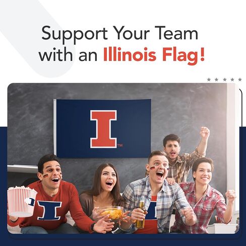 Illinois Fighting Illini College Sports Printed Flag - NCAA Licensed - Nylon - School Banner (Navy Blue, Orange, 3' x 5') in Saudi Arabia