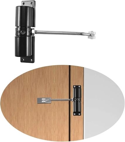 AT44-Door Closer Household Black Belt Wheel Adjustable Door Closing Light Zinc Alloy Spring in Saudi Arabia