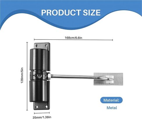 AT44-Door Closer Household Black Belt Wheel Adjustable Door Closing Light Zinc Alloy Spring in Saudi Arabia
